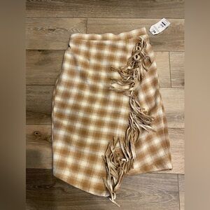 Time & Tru Women’s Tan Wrap Fringe Skirt Size Small NWT